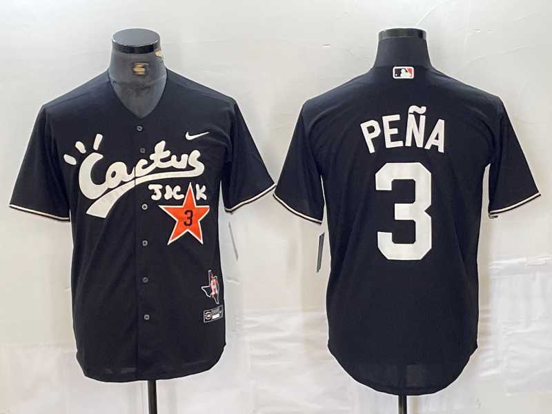 Men%27s Houston Astros #3 Jeremy Pena Black Cactus Jack Vapor Premier Stitched Baseball Jersey